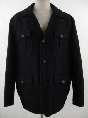 Levi's Men's XL Black Dress Jacket Pea Coat Wool Blend Insulated Winter Military - Image 1 of 4