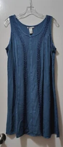 Cute Options Women's Blue Embroidered Sleeveless Dress Size XL - Picture 1 of 2