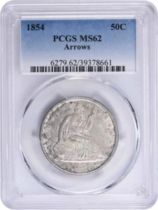 1854 Liberty Seated Half Dollar Arrows MS62 PCGS - Picture 1 of 4