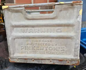 Antique Pevely Dairy Metal Milk Crate Protected By Pinkerton's Detective Agency - Picture 1 of 10