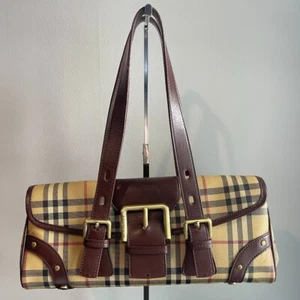 Burberry Vintage Haymarket Check Buckle Flap Tote, Brown/Beige - Preowned - Picture 1 of 14