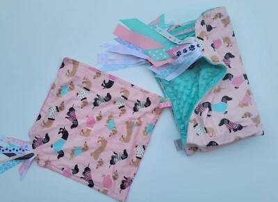 Double Minky Toddler Baby dachshunds Dogs in sweaters Rectangular blanket 30x58 - Image 1 of 4