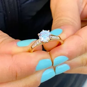 GIA-zertifizierter 14k Gelbgold Rundschliff Diamant Verlobungsring Solitär 1,15ct - Bild 1 von 10