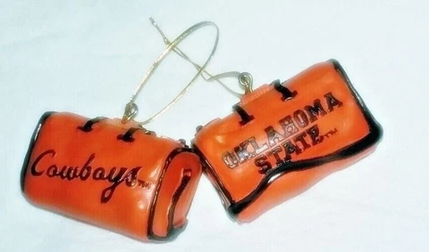 Oklahoma State Cowboys OSU 2 FOOTBALL BASKETBALL BAG CHRISTMAS ORNAMENT NEW Cover