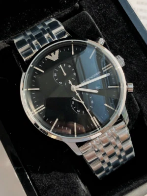NUEVO Reloj Hombre EMPORIO ARMANI Genuino Cronógrafo 43mm Acero Inoxidable AR0389 Foto 1 de 4