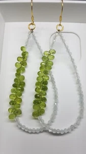 Pietra di luna arcobaleno e pietra preziosa peridoto orecchino in argento ste... - Foto 1 di 17