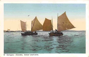 Indian Small Canoe Sail Boat Cartagena Colombia postcard - Picture 1 of 2
