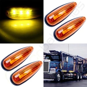 4 Amber 3Led Truck Trailer Teardrop Shape Side Marker Clearance Light 12V Sealed - Bild 1 von 7