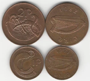 IRELAND: 964 Solid Bronze 1d. & 2d. Non-Magnetic Coins (NOT later plated issues) - Picture 1 of 5