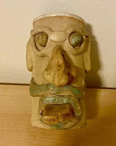 Handmade Ugly Face 3D Stoneware Ceramic Coffee Mug Cup Big Nose Glazed Inside - Picture 1 of 11