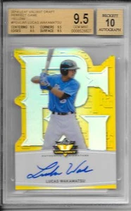 2014 LEAF VALIANT DRAFT PERFECT GAME YELLOW #PGVLW1 LUCAS WAKAMATSU 5/5 BGS 9.5 - Picture 1 of 2