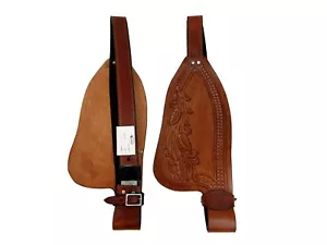 RODEO WESTERN SADDLE FENDER RANCH TOOLED LEATHER HORSE PLEASURE REPLACEMENT PAIR - Picture 1 of 5