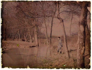photographie AUTOCHROME militaire au bord d'un étang vers 1910 - Picture 1 of 1