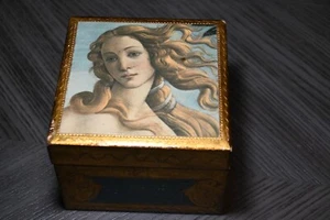 "Gold dekorierte Box mit viktorianischem Schmuck Aufbewahrungsbox 5""x 5" - Bild 1 von 9