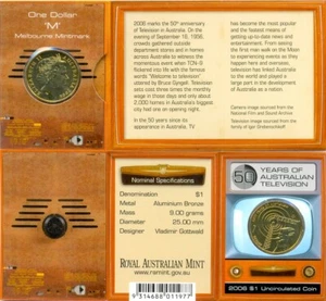 2006 Uncirculated $1 Coin: "50 Years of Australian Television" "M" Mintmark. - Foto 1 di 1