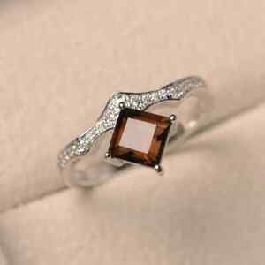 925 Silver 5ct Smoky Quartz square cut Brown Gemstone Handmade silver Women Ring