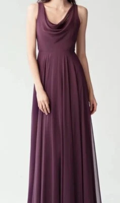 Jenny Yoo Collection Bridal Liana Dress Black Currant Luxe Chiffon Size 12 NWT - Image 1 of 4