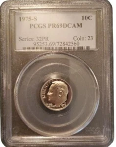 1975-S Roosevelt Dime : PCGS PR69DCAM - Picture 1 of 2