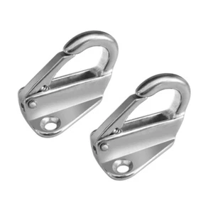2 x Marine Grade Stainless Steel Spring Snap Fender Hook Boat Fending Hook - Picture 1 of 7