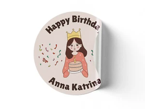 35 x Pegatinas Círculo Feliz Cumpleaños Nombre Personalizado para Decoración Bolsa Fiesta - Imagen 1 de 3