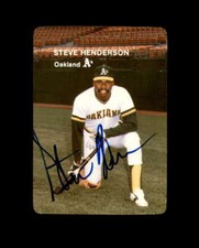 Steve Henderson Hand Signed 1985 Mother's Cookies Oakland Athletics Autograph
