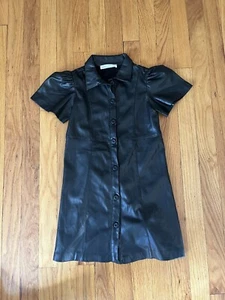 Zara Girls Kids Black Faux Leather Dress Size 7 - Picture 1 of 3