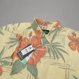 Quicksilver Waterman Double Cream Flower Power gewebtes Herrenhemd klassische Passform - Bild 1 von 15