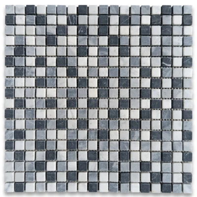 C227XT Carrara White Bardiglio Gray Marble Square Mosaic Tile - Image 1 of 4
