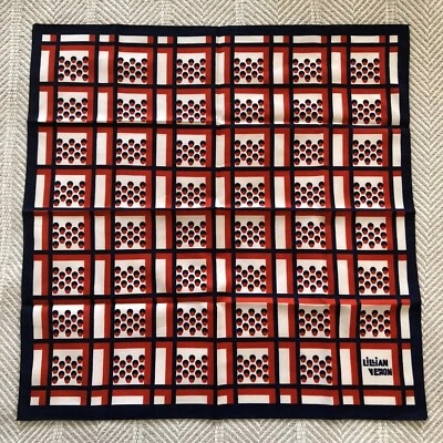 Checkered Scarf Red White Blue Lillian Vernon Mod Boselli Italy 19x20 Vintage - Image 1 of 4
