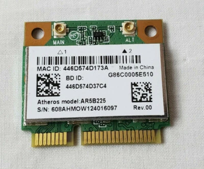 Toshiba OEM G86C0005E510 Atheros AR5B225 802.11B/G/N WLAN BT 4.0 PCIe Half  - Image 1 of 3