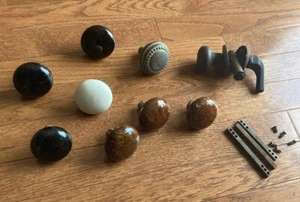 Konvolut Vintage Porzellan & Messing Metall Vintage Türklinken schwarz weiß Marmor - Bild 1 von 11