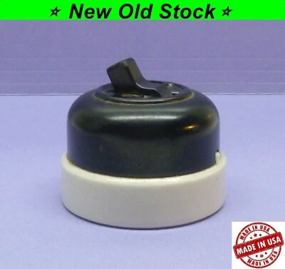 💡 Interruptor de luz de palanca de cúpula redonda de 3 vías negro vintage baquelita de porcelana - H&H Foto 1 de 4