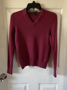 Michael Kors Sweater V-Neck Wool Wine Long Sleeve Size Small - Picture 1 of 6