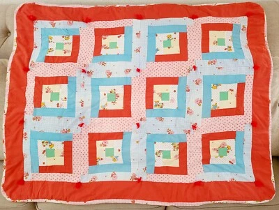 Vintage Strawberry Shortcake Comforter Quilt Kids Handmade Patchwork 80's - Image 1 of 4