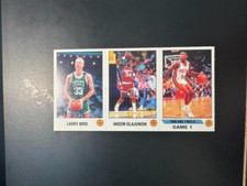 1990-91 Panini Stickers  3 card panel larry  bird ,olajuwon, thomas hofers