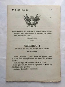 Decreto Dichiarazione Pubblica Utilità Costruzione Presso Reclusorio Gaeta 1880 - Imagen 1 de 1