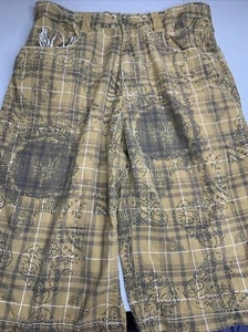 VINTAGE Y2K Pepe Jeans London Brown Plaid Graphic Shorts | Men Size 36 - Picture 1 of 10