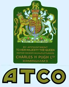 ATCO Vintage Mower Queen Elizabeth II Coat of Arms Repro Decal - Picture 1 of 3
