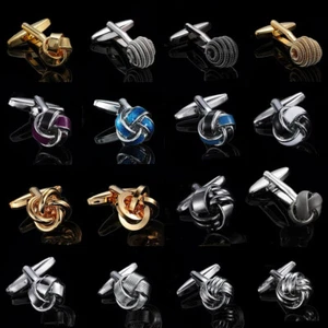 Gemelos clásicos con nudo Sculpt Rings™ para hombre - Elegantes accesorios de traje de metal - Imagen 1 de 47