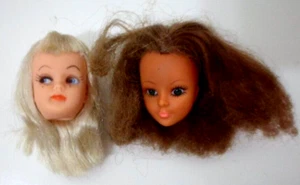 LIL SISTER CLONE SKIPPER & MADDIE MOD HEADS FOR PARTS TAN  REPLACEMENT 1970'S - Picture 1 of 2