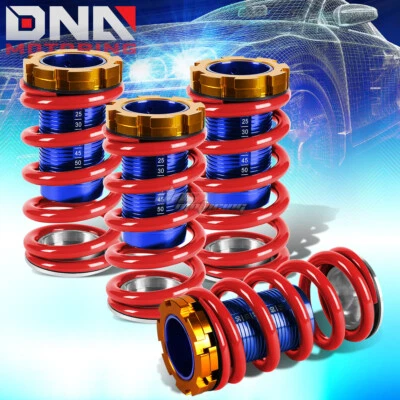 ROJO AJUSTABLE 1-4" AZUL ESCALA SUSPENSIÓN COILOVER RESORTE PARA 88-00 EG EK DC Foto 1 de 4
