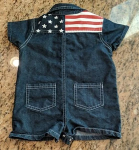 US Polo Assn Baby Boy One Piece Outfit Romper Bodysuit Shorts 24M American Flag - Picture 1 of 9