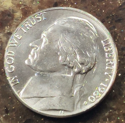 1980 D Jefferson Nickel - BU Coin Pulled from an OBW Roll - Image 1 of 2