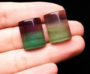 15g 2Pcs Natural Colorful Clear Fluorite Quartz Crystal Gemstone Crystal Pendant - Picture 1 of 6