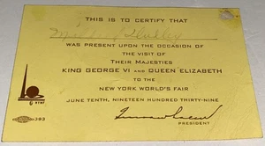 Tarjeta de visita rara vintage americana 1939 Feria Mundial Rey Jorge y Reina Isabel - Imagen 1 de 11