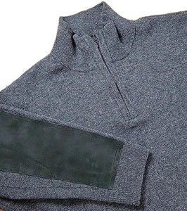 Rag & Bone Men’s Sz Large Charcoal 1/4 Zip Merino Wool Sweater w/Elbow Patches - Picture 1 of 9
