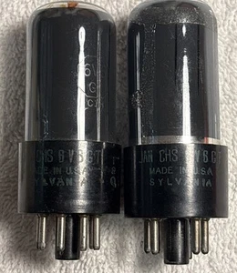 Pair Sylvania JAN CHS 6V6GT Vacuum Tube Amplitrex Tested Strong - Picture 1 of 5