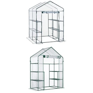 Outsunny Foliengewächshaus begehbares Gartenhaus mit 6 Regalen PVC-Kunststoff - Bild 1 von 23