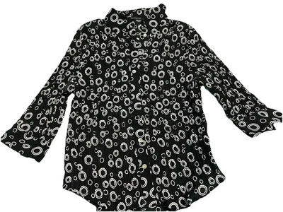 Le Caviar Mujer Med. Blusa con botones arrugados Circles. Manga campana. Usado Foto 1 de 4