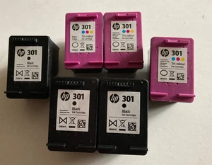 6 x Original HP301 Ink Cartridges (3 x Black/3 x Tri-colour) EMPTY FOR REFILLING - Picture 1 of 4